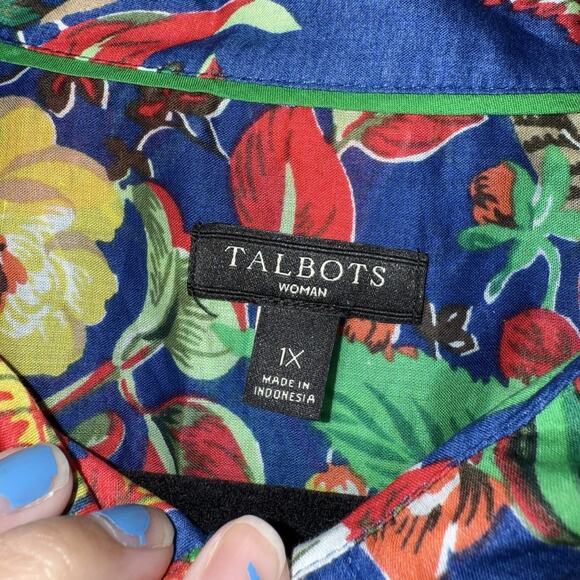 Talbots Women’s Tropical Floral Classic Shirt Button Up Long Sleeve Size 1X - Picture 5 of 6